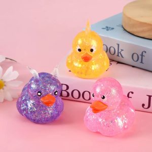 Duck squishy sugar texture slow rising 12 pieces 3 colors mix with box
