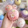 Crunchy pink handmade ball with flower charms crispy sound soft squeeze anti-stress squishy toy
