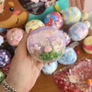 Crunchy handmade ball with bunny garden charms crispy sound soft squeeze anti-stress squishy toy