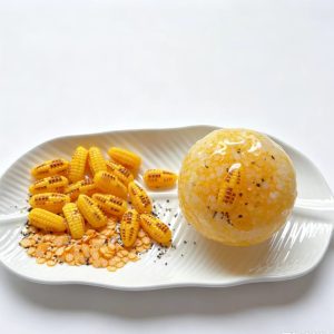 Handmade moldable rice ball with roasted corn charms anti-stress squishy toy